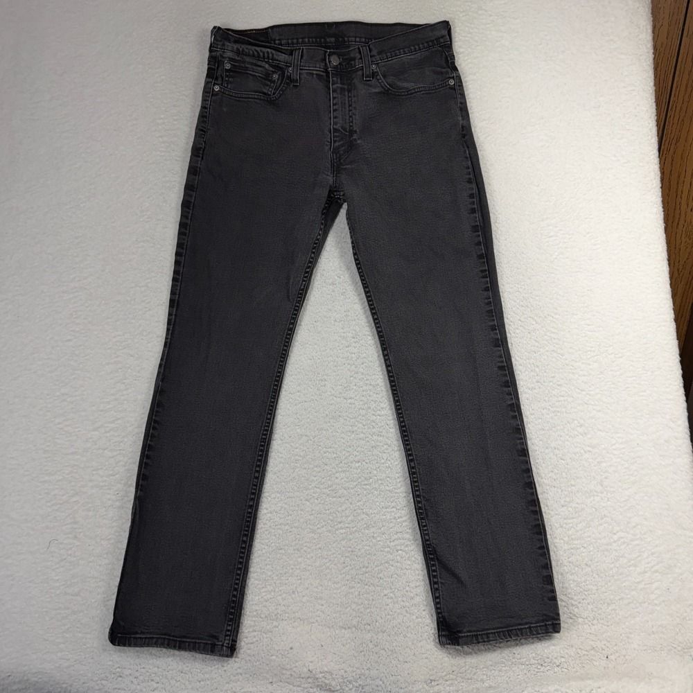 Levi's 514 Jeans Mens 34x32 (33.5x30) Black Tapered Denim 5 Pocket Zip Fly Flex
